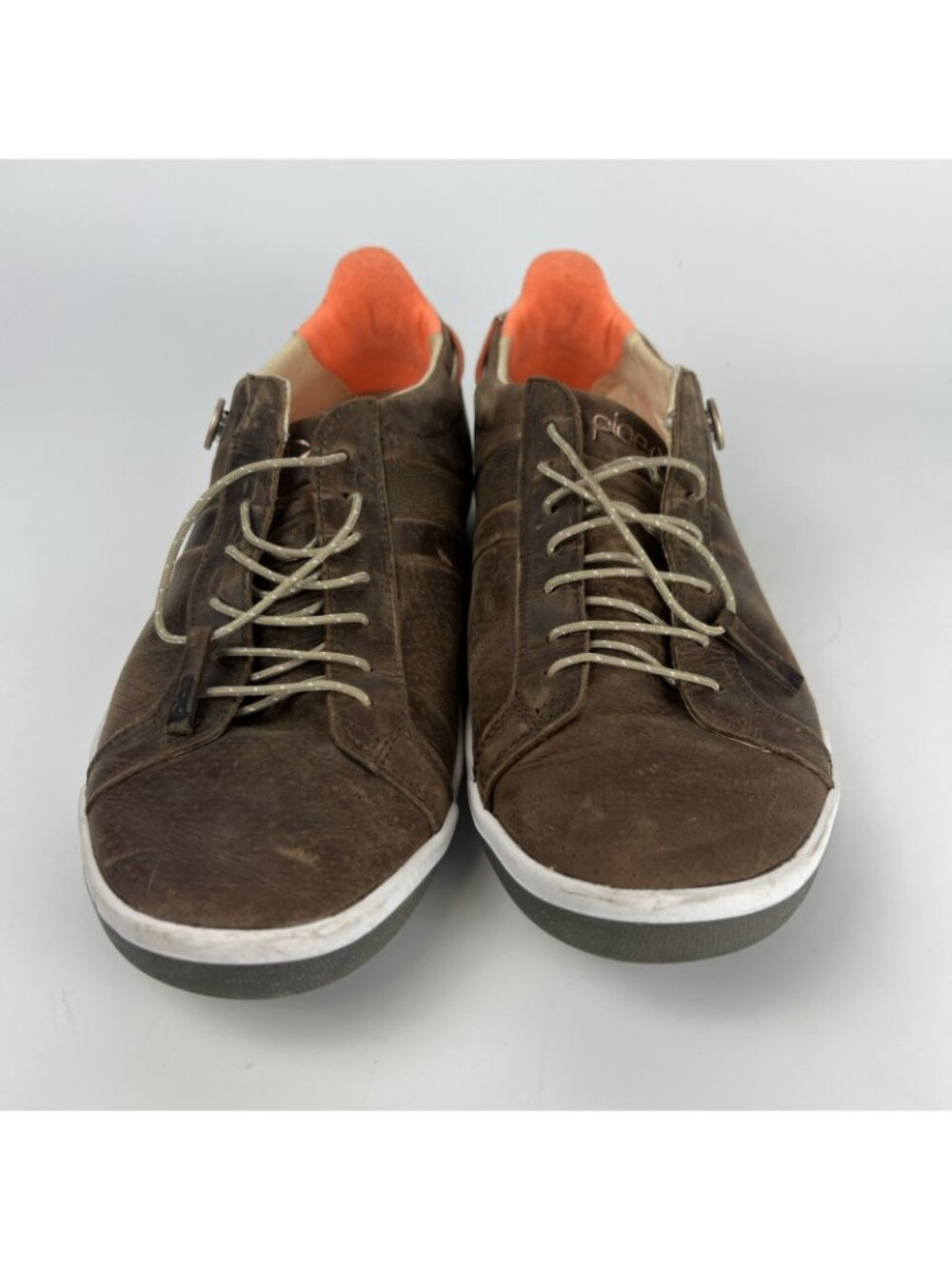 Plae MULBERRY Brown Leather Gray Suede Low Top Sneakers Mens 9.5 - Picture 3 of 9